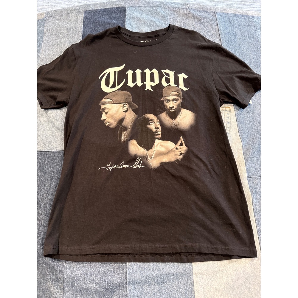 2Pac Shakur Graphic T-Shirt Mens Large Black Hip Hop Rap Tee‎ New Bravado 2024